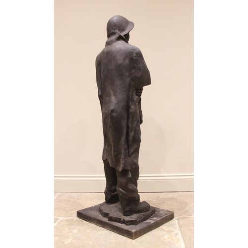 127 - John W Mills (1933-2023),   
British Tommy, arms folded,   
Black resin on stepped base,   
130cm hi... 