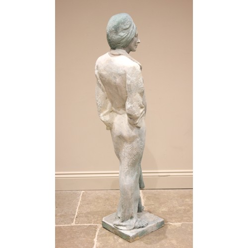 128A - John W Mills (1933-2023),
Standing female, Josephine in turban,
Patinated resin on square base,
133c... 