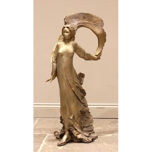 129 - John W Mills (1933-2023),   
Maquette for 'Campanelle',  
Golden lady with long hair,   
Painted res... 