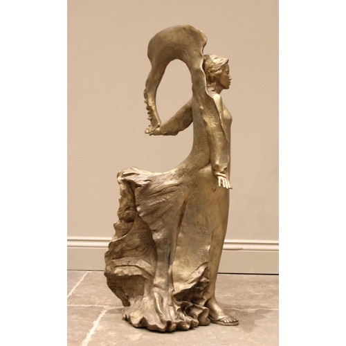 129 - John W Mills (1933-2023),   
Maquette for 'Campanelle',  
Golden lady with long hair,   
Painted res... 