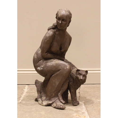 131 - John W Mills (1933-2023),   
Josephine Mills and her cat Chloe,    
Patinated resin, freestanding,  ... 