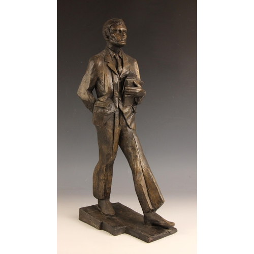 133 - John W Mills (1933-2023),  
Academic carrying books,  
Patinated cold cast bronze on integral base, ... 