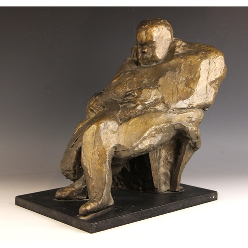 135 - John W Mills (1933-2023),  
Winston Churchill,  
Patinated cold cast bronze on ebonised base,  
39cm... 