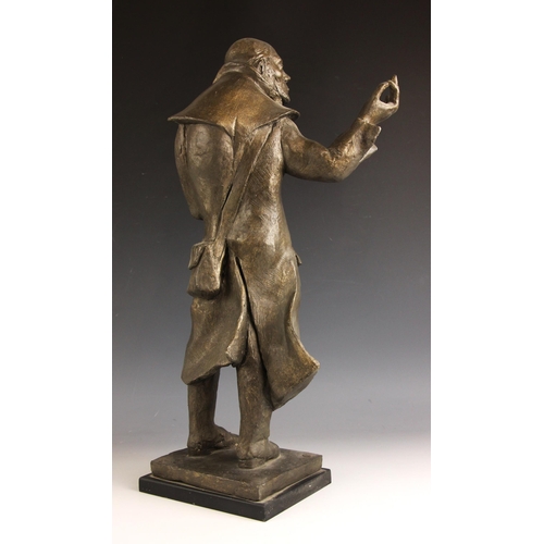 137 - John W Mills (1933-2023),  
William Blake - hand raised,  
Patinated resin on ebonised base,  
56cm ... 