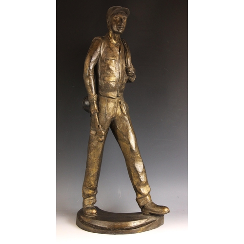 158 - John W Mills (1933-2023),  
'Plumber's Apprentice',  
Patinated resin on integral base,  
Signed and... 