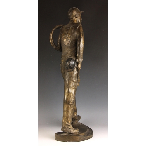 158 - John W Mills (1933-2023),  
'Plumber's Apprentice',  
Patinated resin on integral base,  
Signed and... 