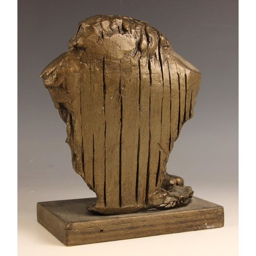 445 - John W Mills (1933-2023),   
Prowling lion #2,   
Patinated plaster on rectangular base,   
Inscribe... 