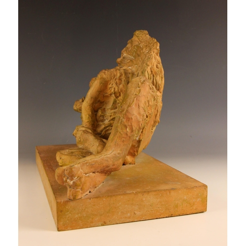 447 - John W Mills (1933-2023),   
‘Rolling Lion’,   
Painted bronze on rectangular base,   
Handwritten s... 