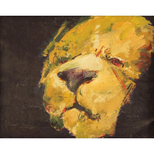 472 - John W. Mills (1933-2023) 
'Lion head'  
Oil on canvas,  
Signed and titled verso,  
39.5 x 49.5cm  ... 