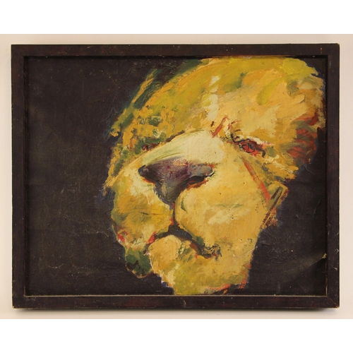 472 - John W. Mills (1933-2023) 
'Lion head'  
Oil on canvas,  
Signed and titled verso,  
39.5 x 49.5cm  ... 