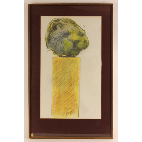 473 - John W. Mills (1933-2023) 
'Museum lion'  
Pencil and pastel,  
Signed, titled and dated '70',  
50.... 