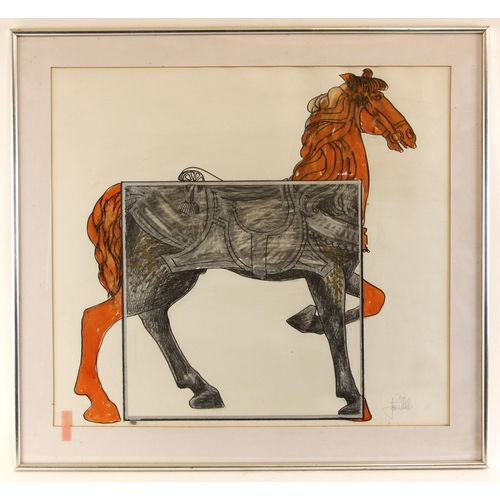 489 - John W. Mills (1933-2023),  
Study of a Chinese horse, possibly a study for 'Chinese Dynamic',   
Mi... 