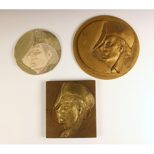 497 - John W. Mills (1933-2023),   
Plaque, Quentin Crisp,  relief moulded head,  
Painted resin,  
25cm d... 