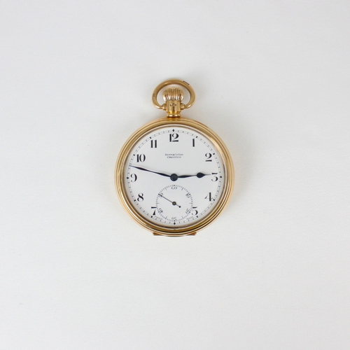 136 - An early 20th century 9ct Butt and Co open faced pocket watch, the circular white enamel dial with A... 