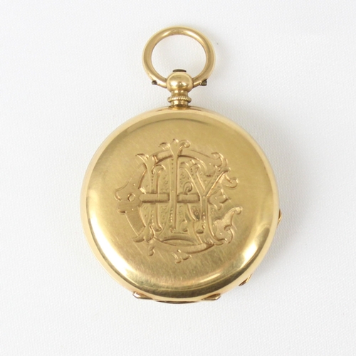 142 - A late 19th century yellow metal ladies pocket watch, stamped to interior 'Klaftenberger (Aubert & K... 