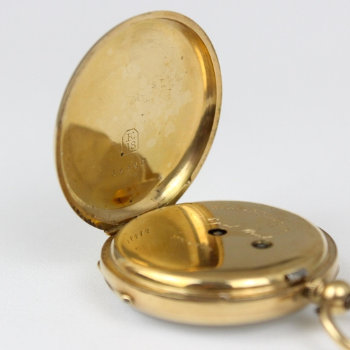 142 - A late 19th century yellow metal ladies pocket watch, stamped to interior 'Klaftenberger (Aubert & K... 