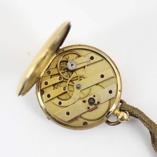 143 - A late 19th century yellow metal ladies pocket watch, possibly French, movement stamped ‘Paillard Vr... 