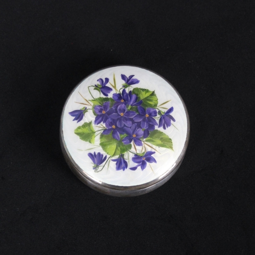 33 - An Edwardian silver and guilloche enamel box, RH Halford and Sons, London 1905, the circular cover d... 