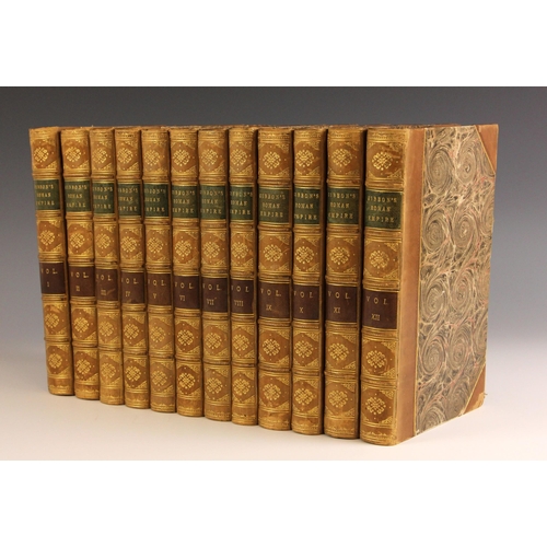 406 - Gibbon (Edward), THE HISTORY OF THE DECLINE AND FALL OF THE ROMAN EMPIRE, 12 vols, 3/4 leather, marb... 