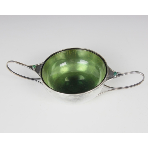 43 - A Guild of Handicraft Edwardian silver porringer, London 1906, possibly by Charles Robert Ashbee, th... 