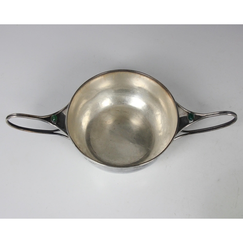 43 - A Guild of Handicraft Edwardian silver porringer, London 1906, possibly by Charles Robert Ashbee, th... 