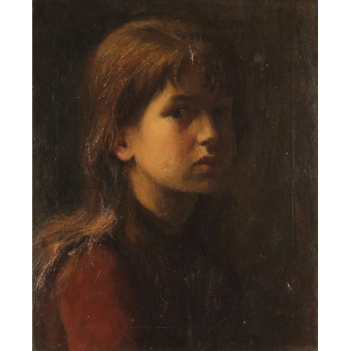 469 - English school (early 20th century),  
Portrait of a young girl, 
Oil on Canvas,  
Unsigned,  
40cm ... 