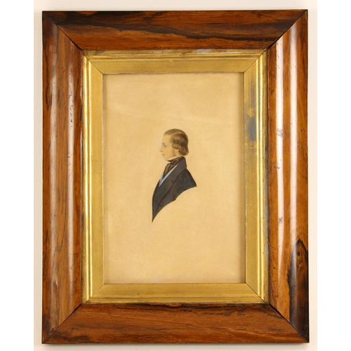 486 - English school (late 19th century),  
A half length profile portrait of a gentleman facing dexter,  ... 