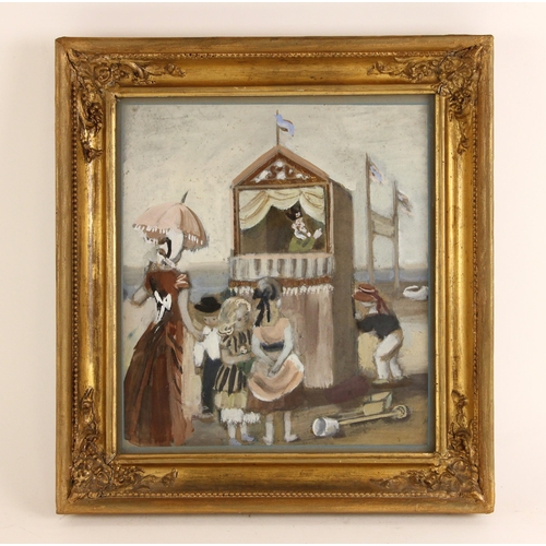 496 - Circle of Raymond Kanelba (Polish, 1897-1960),  
A Punch and Judy show,  
Mixed media on paper,  
Un... 