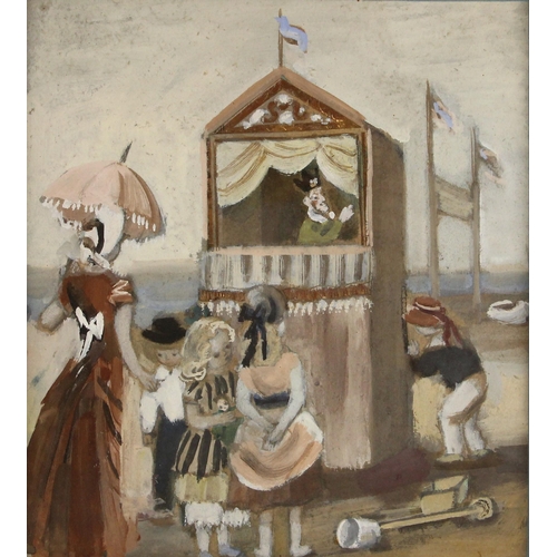 496 - Circle of Raymond Kanelba (Polish, 1897-1960),  
A Punch and Judy show,  
Mixed media on paper,  
Un... 