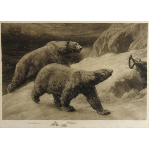 504 - Herbert Thomas Dicksee (British, 1862–1942),  
'In The Silent North', polar bears beside a broken sl... 