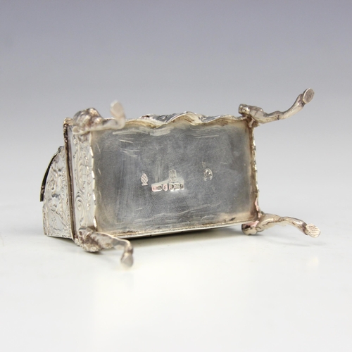 55 - An early 20th century Hanau silver novelty trinket box, possibly Karl Kurz, import marks for Samuel ... 