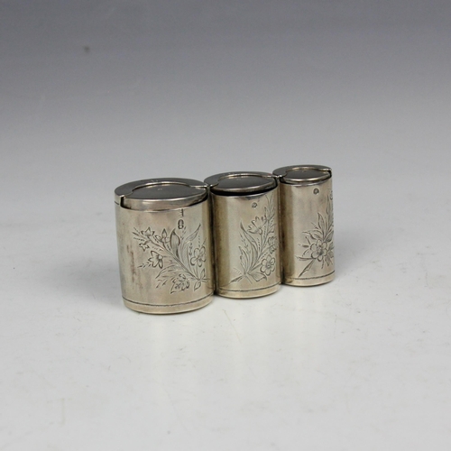 56 - A late 19th century Russian silver coin holder, Moscow, the sextuple cylindrical coin holder with fl... 