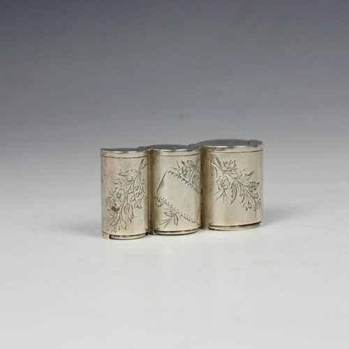 56 - A late 19th century Russian silver coin holder, Moscow, the sextuple cylindrical coin holder with fl... 