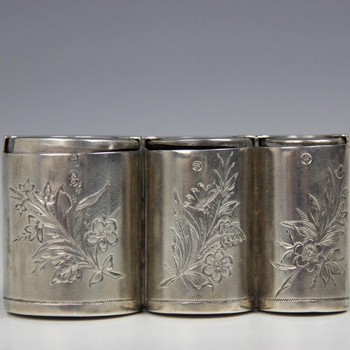 56 - A late 19th century Russian silver coin holder, Moscow, the sextuple cylindrical coin holder with fl... 