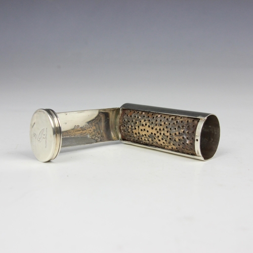 71 - A Victorian silver nutmeg grater, William Summers, London 1864, of cylindrical form with hinged cove... 