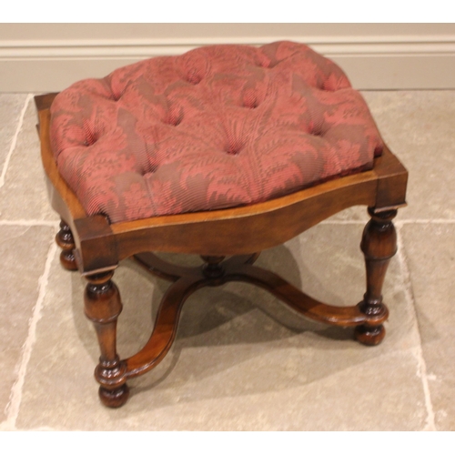 1007 - A 17th century style walnut foot stool, late 20th century, possibly by Maitland Smith, the serpentin... 