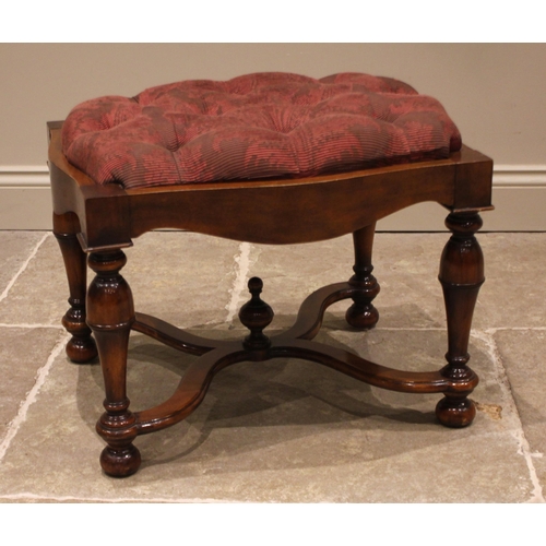 1007 - A 17th century style walnut foot stool, late 20th century, possibly by Maitland Smith, the serpentin... 