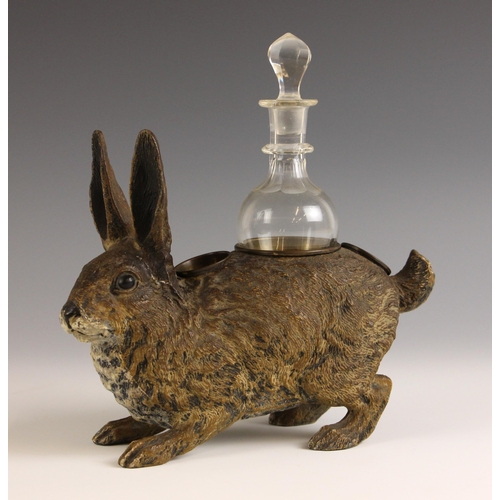 517 - A cold painted spelter model of a rabbit in the manner of Bergman, 20th century, the body designed a... 