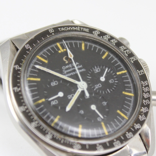155 - An Omega stainless steel Speedmaster professional wristwatch, the black dial with luminous hands and... 