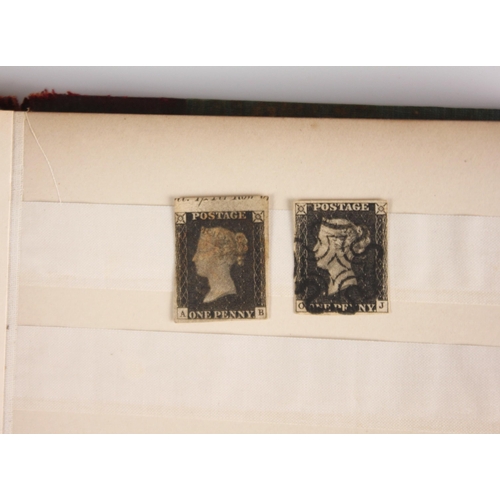 396 - An old stock book containing a few hundred 1d Red stamps (used) and two 1d Blacks, both used, both j... 