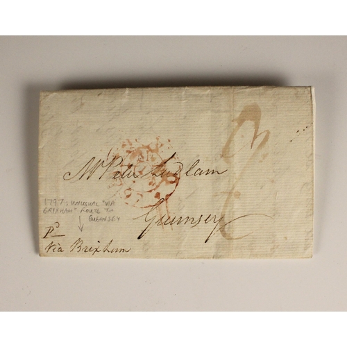 397 - Two items of postal history to Guernsey: the first entire dated 1st March 1797 from London to Guerns... 