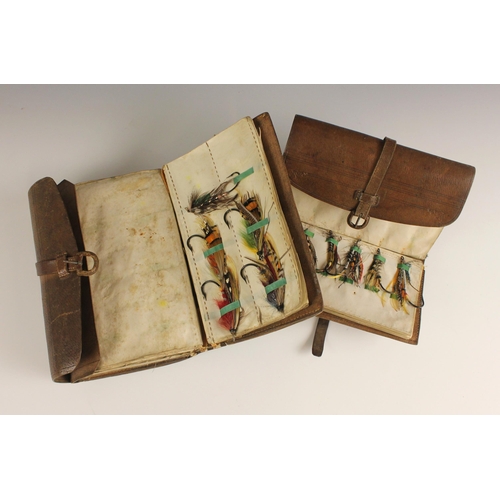 523 - Two 'Farlows of London, 191 Strand' pig skin leather fishing wallets, early 20th century, each conta... 