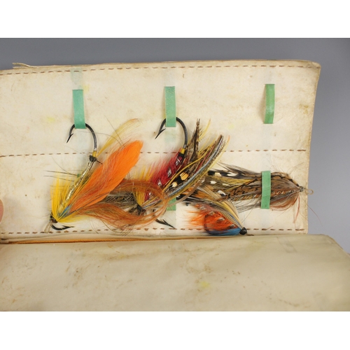 523 - Two 'Farlows of London, 191 Strand' pig skin leather fishing wallets, early 20th century, each conta... 