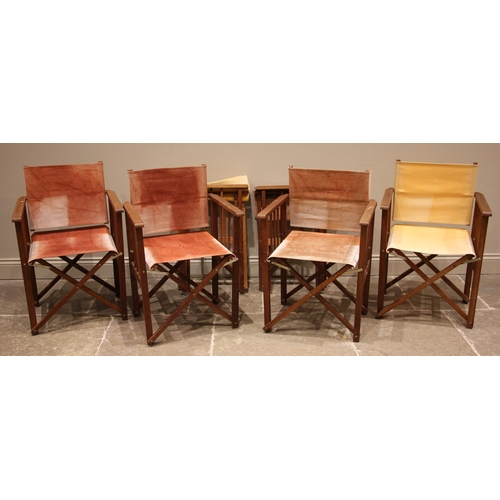 997 - A set of six teak directors chairs, late 20th century, of typical folding 'X' frame form, 86cm high ... 