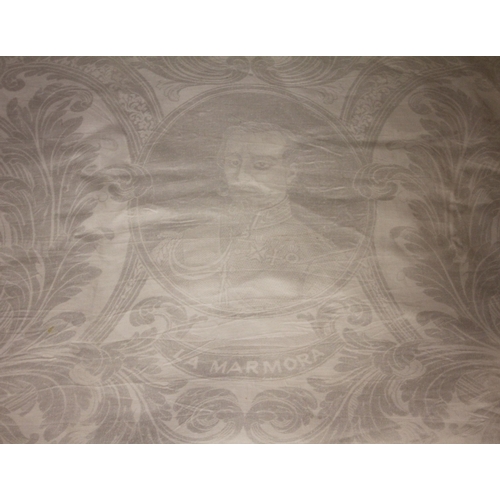 395 - CRIMEAN WAR INTEREST: The Crimean Hero Table Cloth, mid 19th century circa 1857, a fine linen damask... 