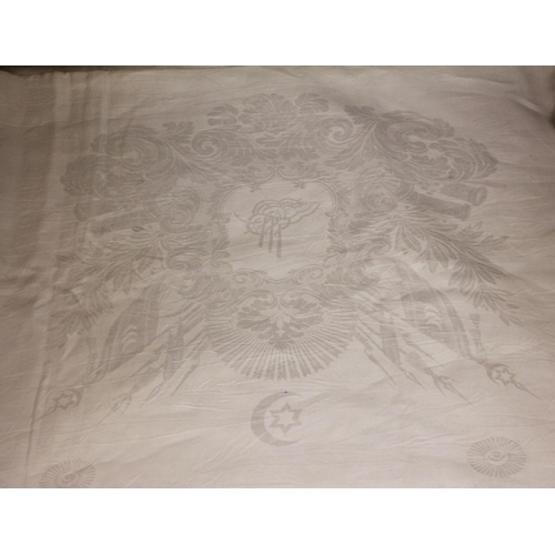 395 - CRIMEAN WAR INTEREST: The Crimean Hero Table Cloth, mid 19th century circa 1857, a fine linen damask... 