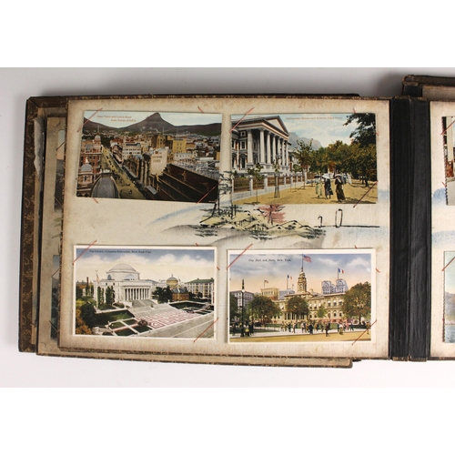 400 - A Chinoiserie lacquered album containing a collection of postcards from the first quarter of the 20t... 