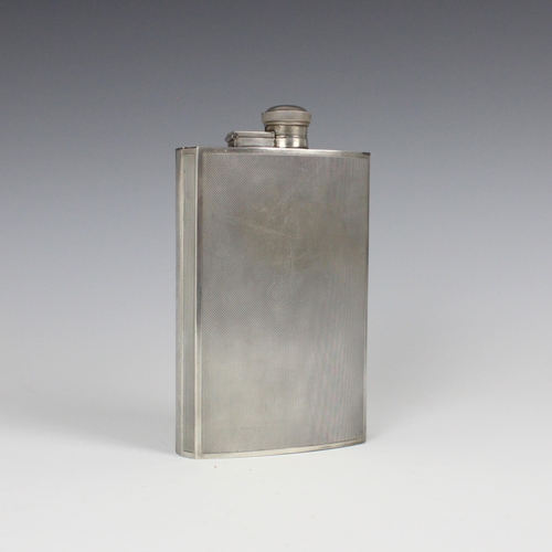 51 - A mid 20th century silver spirit or hip flask, Walker and Hall, Sheffield 1955, of large proportions... 