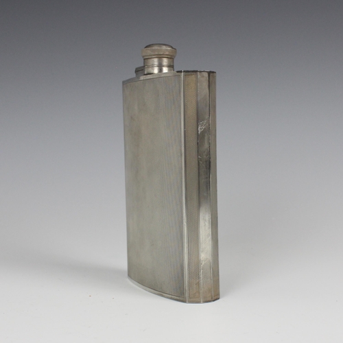 51 - A mid 20th century silver spirit or hip flask, Walker and Hall, Sheffield 1955, of large proportions... 