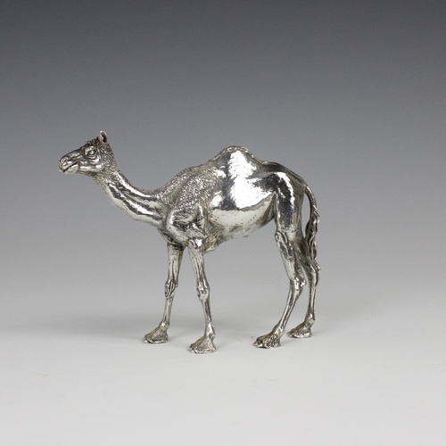 80 - A Patrick Mavros silver camel, modelled as a standing camel calf with realistically chased detail, s... 